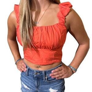 Abercrombie & Fitch Coral Cropped Top Scrunched Strap, NWT, M